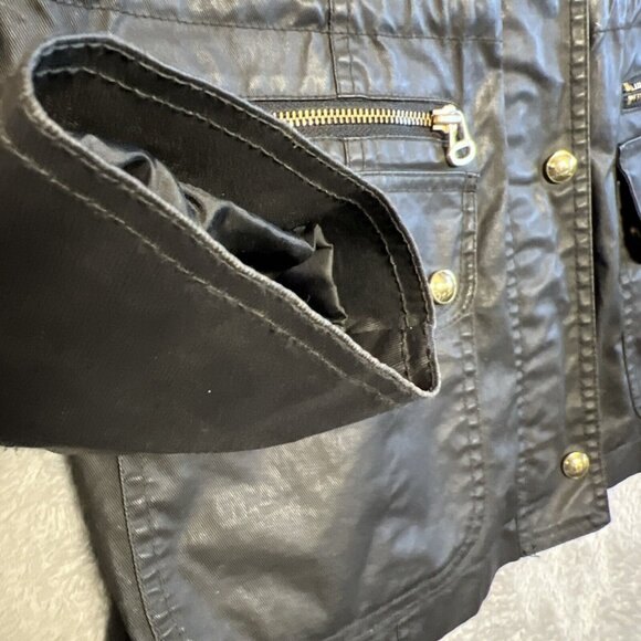 Tommy Hilfiger Waxed Utility Jacket Women's Blk Large With Gold Snaps & Zipper - Picture 9 of 13